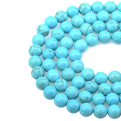 LPBeads 100PCS 8mm Blue Turquoise Gemstone Round Loose Beads for Jewelry Making with Crystal Stretch Cord - color: Blue Turquoise