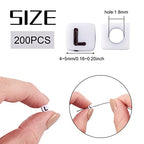 240pcs Opaque Acrylic Letter L Cube Beads White Plastic Alphabet Loose Spacer Square Beads 4-5mm for DIY Name Bracelet Necklace Jewelry Crafts Making Hole: 1.8mm - color: Letter L#White and Black