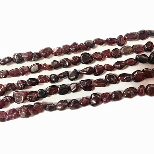 6-8mm Natural Red Garnet Nuggets Oval Free Tumbled Pebble Semi Precious Gemstone Loose Stone Beads Approx 15.5 inch for DIY Jewelry Making - color: Red Garnet