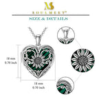 SOULMEET Personalized Silver Locket Necklace That Holds Pictures Photo Keep Someone Near to You, Memorial Custom Lockets Necklaces Letters Engraving for His Her - color: N3-Malachite sunflower-Black, style: Locket+Custom Photo