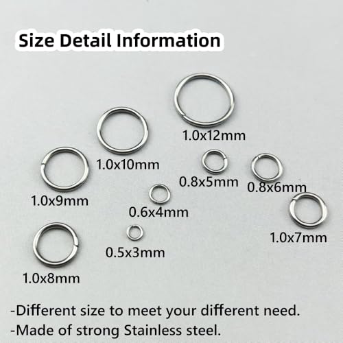 1000pcs 5mm Stainless Steel Jump Rings Connector O Rings Accessories for Bracelet Necklace Earrings Lanyard Keychain DIY Craft Jewelry Making Supplies - size: 5mm
