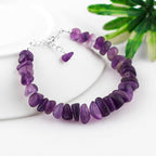 AAA Grade Natural Raw Gemstone Dainty Bracelet, Untreated Crystals Rough Stones, Handmade Hypoallergenic Boho Jewelry, Silver Plated Bracelet, Birthstone, Gift for Women