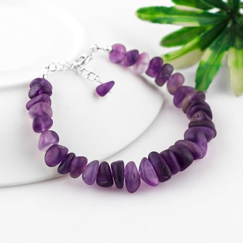 AAA Grade Natural Raw Gemstone Dainty Bracelet, Untreated Crystals Rough Stones, Handmade Hypoallergenic Boho Jewelry, Silver Plated Bracelet, Birthstone, Gift for Women