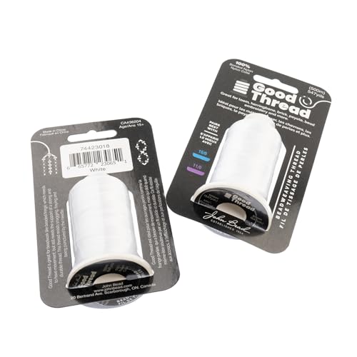 John Bead Good Thread 500m Spool White Bonded Nylon Thread | Beading Thread for Jewelry Making | Durable Nylon Thread for Craft Projects | Bead Weaving Thread | Bead Making Thread