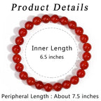 MAIBAOTA Healing Crystal Bracelet for Women Men, 8/4 mm Natural Stone Beaded Bracelets, Jewelry Birthday Gifts, Round Gemstones Stretch Bracelets - color: Red-Carnelian, size: 8 mm