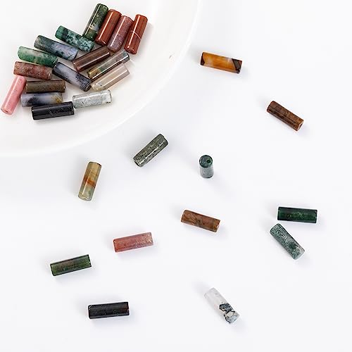 Natural Indian Agate Cylinder Tube Beads 4x13mm 38cm/str Loose Semi Gemstone Stone Beads for Making Bracelets Necklace Earrings - color: Indian Agate, size: 4x13mm Cylinder