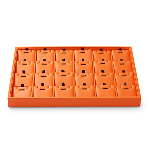 Oirlv Luxury Leather Jewelry Display Tray 24 Grid Jewelry Organizer Tray with Removable Inserts Necklace Pendant Storage - color: Orange, size: 24 Grid Tray with Inserts