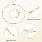 SMYHTGLIF 20 Pack Paperclip Chain Bulk Necklace Bracelet for Jewelry Making 4mm Gold Plated Stainless Steel Necklace Bracelet for Women - color: Gold