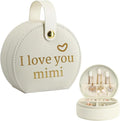COLLECTIVE HOME - Travel Jewelry Case, Elegant Half-Moon Design with Heartfelt Message, Detachable Handle, Personalized Mother's Day Gift, Cherishing Special Moments (I love you mimi) - color: I love you mimi