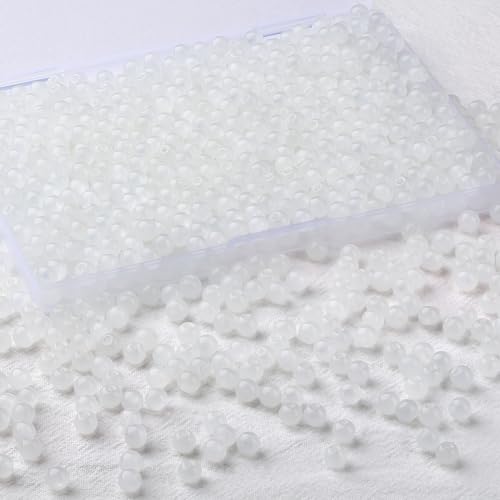 500Pcs White Glass Beads for Necklaces, 6mm Round Clear Glass Crystal Beads for Bracelet Jewelry Making Kits Earring Bracelets and DIY Crafts(White) - color: White