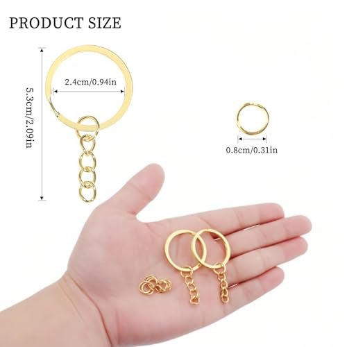 100Pcs Keychain Key Ring with Chain Bulk Split Key Chain,1.1 Inch Key Chains Parts with Open Jump Ring Connector for Jewelry Making Crafts (Gold) - color: 100Pcs Gold