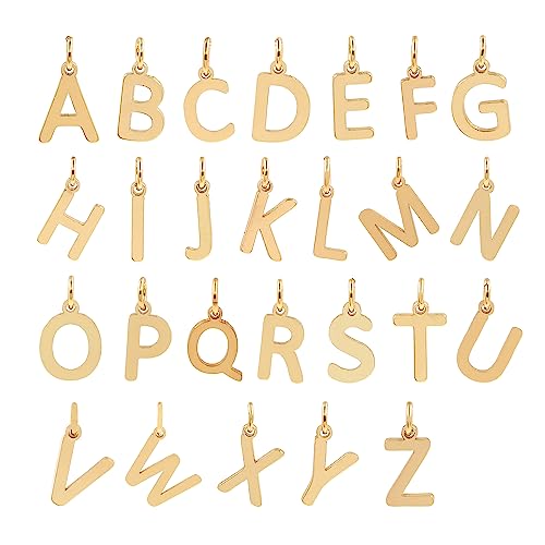 26pcs 18k Gold Filled Letter Charms,Initial Charms,Letter Pendants for DIY Bracelet Necklace Jewelry Making - color: letter style 3