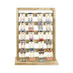 Ikee Design Free Assemble 2 Pcs Set Wooden Jewelry Display Rack with 20 Removable Metal Hooks/Each, Earring Display Holder Stand for Earring,Necklaces,Bracelet, Keychain Stand, Oak Color - color: b) Oak, 2 Pieces