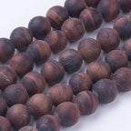 45Pcs Natural Red Tiger Eye Round Bead 8mm Round Natural Gemstone Beads Frosted Spacer Loose Bead for DIY Craft Bracelet Necklace Earrings Jewelry Making Supplies - color: Frosted Natural Tiger Eye