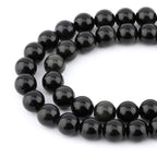 Bymitel 90 pcs Natural Genuine Real Round Loose Stone Beads Gemstone Spacers for Charm DIY Jewelry Making 15.5" per Strand 4mm (Black Obsidian, 4mm) - color: Black Obsidian, size: 4mm
