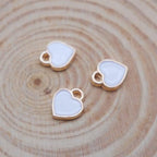 200 pcs Tiny Heart Enamel Charm Gold Plated Alloy Love Pendant Bracelet Earring Keychain Jewelry Crafts 6x8mm - color: White