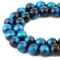 Bymitel 90 pcs Round Loose Stone Beads Gemstone Spacers for Charm DIY Jewelry Making 15.5" per Strand 4mm (Aquamarine Tiger's Eye, 4mm) - color: Aquamarine Tiger's Eye, size: 4mm