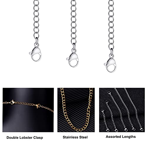 5Pcs Silver Stainless Steel Necklace Extender Chain Links Silver Lobster Necklace Extenders for Necklaces Bracelet Anklet Stainless Steel Chain Extenders for Jewelry Making (2in 3in 4in 5in 6in) - color: Silver