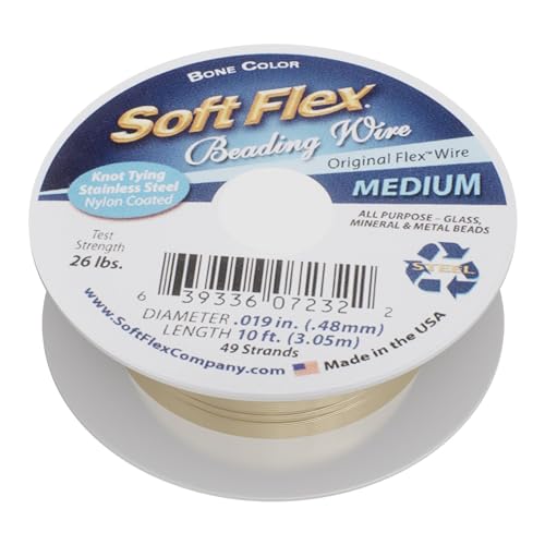 Soft Flex 49 Strand Beading Wire - Medium 0.19 Diameter - 10 Feet Nylon Design Wire - style: Bone
