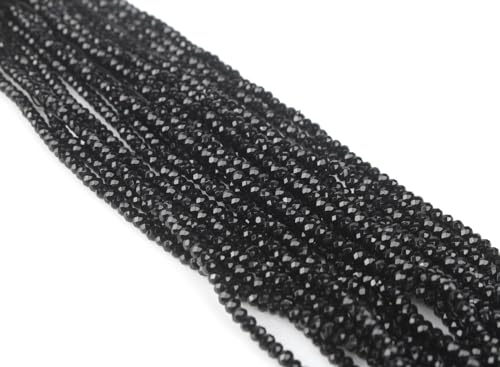 Perlin Agate & Jasper Gemstone Strand Beads 4 mm Rondelle 110 Pieces Jewellery Beads Semi-Precious Stone for Jewellery Necklace Bracelet Earrings (Black) - color: black
