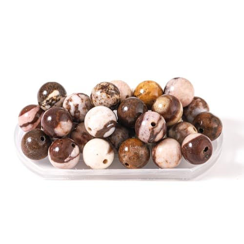 100Pcs Natural Stone 6mm Australia Zebra Round Loose Gemstone Energy Healing Beads Hole Size 1mm DIY Smooth Beads for Bracelet Necklace Earrings Jewelry Making - color: Australia Zebra, size: 6mm