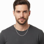 Fiusem 3.5mm Cuban Link Chains for Men, Silver Tone/Black/14K Gold Plated Stainless Steel Necklace Chain, Mens Necklace 16, 18, 20, 22, 24, 26, 28 Inch - size: 22 inches, style: a.3.5mm width-steel