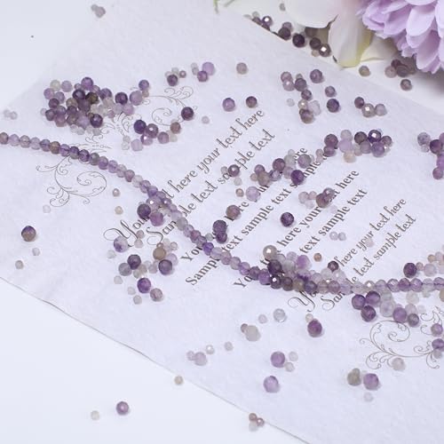 Natural Amethyst Beads, 4mm 90pcs Small Round Faceted Loose Gemstones for DIY Jewelry Making, Handmade Bracelet and Necklace Crafting, with Size Card - color: Amethyst, size: 4mm