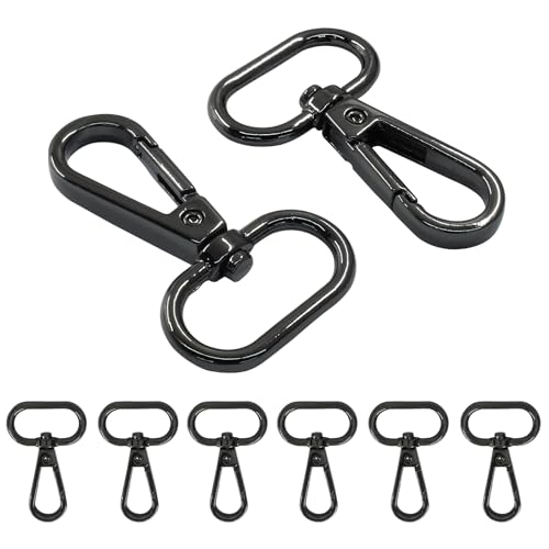 16 Pack Swivel Lobster Clasps, 1 Inch Black Lobster Claw Clasps for Keychains, Oval Ring Swivel Snap Hooks Metal Lobster Clips for Purse, Snap Tabs, Craft Making - color: Black
