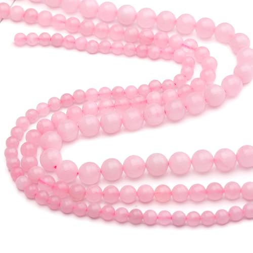 Natural Stone Beads Pink Jade 8mm Polished Round Smooth Gemstone Beads for Jewelry Making Supplies 15 Inch(45Beads) - color: Pink Jade 8mm-45pcs