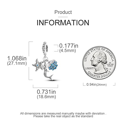 MULA 925 Sterling Silver Charms for Bracelets and Necklaces Lipstick and Bag Dangle Pendants Tower Camera Beads Jewelry Charms for Women - color: Starfish and Mermaid