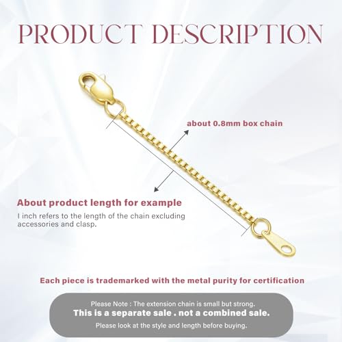 10K Yellow Gold 1"/2"/3" Necklace Extender Chain with Double Clasps, 10K Gold Necklace Extender Bracelet Anklet Extension Chain, Bracelet Extender 10K Gold - size: 1inch, style: Style 9