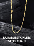 Bandmax Solid 1.5mm/2mm/3mm/6mm Rope Chains for Men Women 14K Gold Plated/Black Plated Stainless Steel Twist Chain 16-30 Inches, with Gift Box - color: 05 2MM Gold Plated