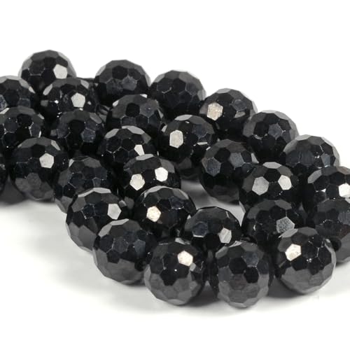6mm Black Spinel Faceted Gemstone Round Loose Beads Strand 15.5-16" DIY Jewelry Making - color: Black Spinel
