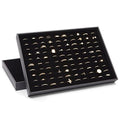 Juvale Ring Display Tray - Velvet Protection & Jewelry Display - Removable Pad & Earring Storage - Stackable Jewelry Trays & Glasses Holder for Nightstand - Pack of 2, 13.8 x 9.5 x 1.3 in, Black