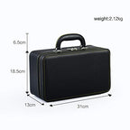 Oirlv Black Leather Jewelry Box Handmade Travel Jewelry Organizer Storage Case Holder For Girl Lady Earring,Ring,Necklace,Pendant,Watch,Bracelet.(3 layers) - color: Black