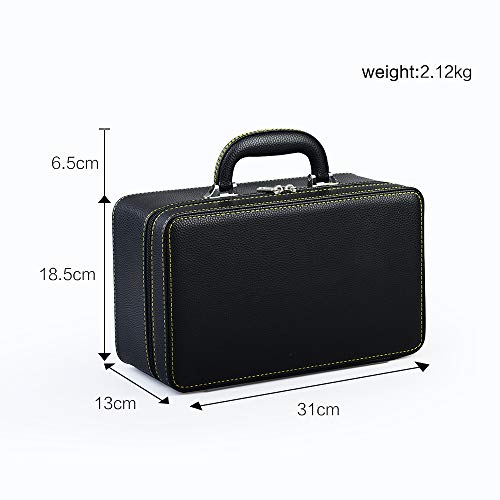 Oirlv Black Leather Jewelry Box Handmade Travel Jewelry Organizer Storage Case Holder For Girl Lady Earring,Ring,Necklace,Pendant,Watch,Bracelet.(3 layers) - color: Black