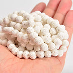 6mm White Lava Round Chakra Beads Natural Gematone Loose Beads for Jewelry Making DIY 1 Strand 15" - color: White Lava, size: 6mm