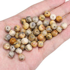 BEADIA Natural Crazy Agate Flat Cut Round Drum Stone 8mmx7mm Loose Semi Gemstone Beads for Jewelry Making 38cm - color: Crazy Agate