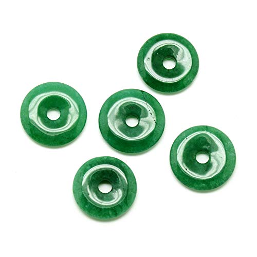 FASHEWELRY 10Pcs Natural Jade Donut Disc Gemstone Pendants 24-25mm Large Hole Healing Chakra Polished Stone Flat Round Bead Charms for Jewelry Making Hole: 5mm - color: 24~25mm, Jade, Green