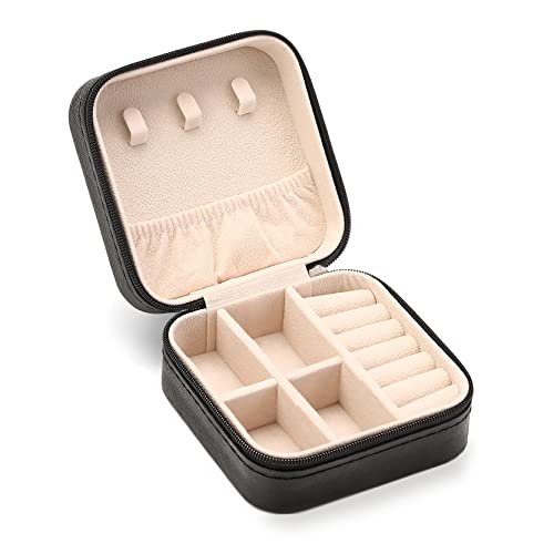 ZPROW Travel Jewelry Case, Mini Portable Jewelry Travel Boxes, Small Jewelry Organizer for Rings, Earrings, Pendants, Watches, Necklaces, Lipsticks Organizer Storage Holder Case (Black) - color: A1 - Black 1 Pack