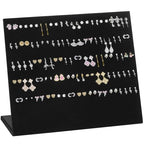 KUKUVR L-Shaped Velvet Jewelry Display Stand, Earring Studs Dangle Holder Case for Retail Shop, Home Vanity, Craft Show and Photography Props (Black 120 Holes)