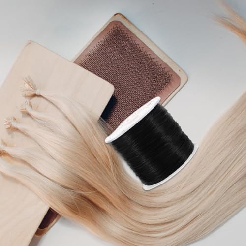 Ipetboom Elastic Thread for Hair Extensions - Silicone Stretch Cord Bracelet Rope for Hairstyling Braiding and Jewelry Making Wire Invisible for Hair Bundles and Wigs