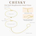 CHESKY 14K Gold Plated Hand Chain Bracelets for Women Set - Dainty Finger Ring Bracelet Stack Adjustable Hand Chains Durable Beaded Bracelets Trendy Simple Body Jewelry Gift for Women - style: bead bracelet
