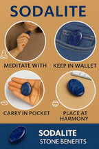 Sodalite Worry Stone – Natural Thumb Palm Stone for Mental Clarity, Focus & Emotional Balance – Pocket Crystal for Meditation & Calm - color: Sodalite