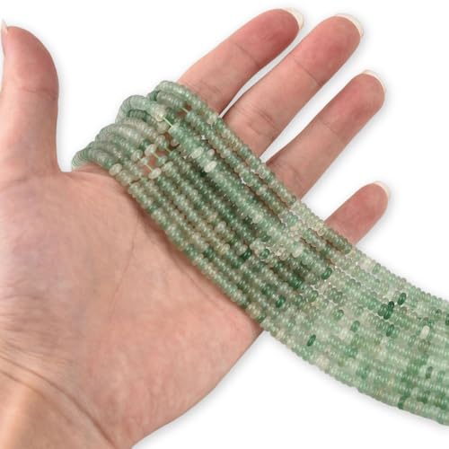 155pcs 4x2mm Natural Green Aventurine Disk Rondelle Spacer Stone Semi Precious Gemstone Loose Beads for Jewelry Making 15 Inch - color: Green Aventurine