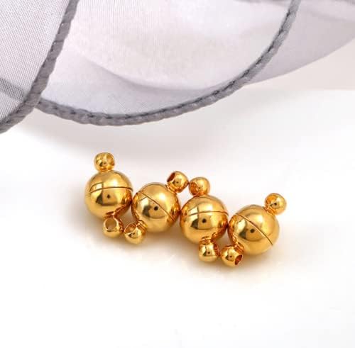 10PCS 8MM Jewelry Magnetic Clasps Round Magnetic Clasps for Bracelet Necklace Making Magnet Converter, DIY Jewelry Accessories (Gold)