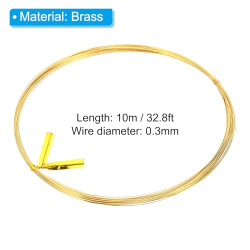 PATIKIL Half Hard Brass Wire, 4Pcs 29Gauge/0.3mm Diameter 10m/32.8ft Pure Craft Wire for Jewelry Making Beading Garden Plants - size: 29Gauge/0.3mm