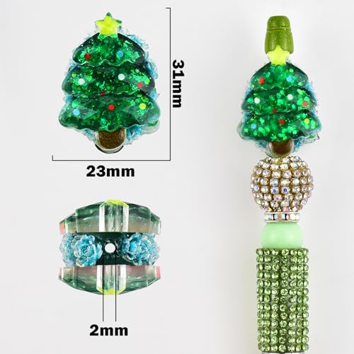 6Pcs Luminous Christmas Tree Fancy Beads for Pens Christmas Tree Focal Space Beads for DIY Craft Beadable Pens Keychain Bracelet Necklace Earrings Jewelry Making - color: Luminous Christmas Tree 2