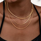 3PCS Gold Necklaces for Women,Chunky Statement Gold Plated Necklace Stack Layered Sterling Silver Herringbone Chains for Women Dainty Trendy Silver Chains Stacked Jewelry Gifts - color: gold rope necklace set
