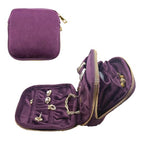 Double Layer Travel Jewelry Case, Small Soft Velvet Jewelry Organizer Pouch for Necklaces Earrings Rings Bracelets, Portable Travel Jewelry Storage Box for Women